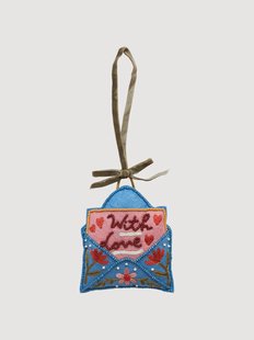 Handgemaakte kerstornamenten Letter with Love, 2-delig