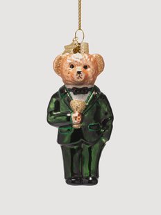 Mondgeblazen kerstornament Beer In Clothes