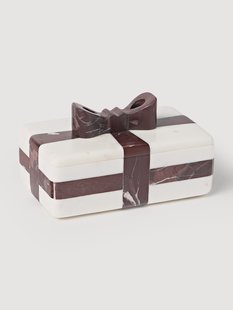 Decoratieve kerstdoos Cutemas, Rosso Levanto marmer, B 19 cm