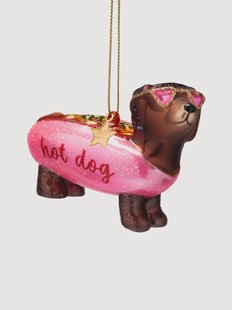 Mondgeblazen kerstornament Hotdog Dachshund