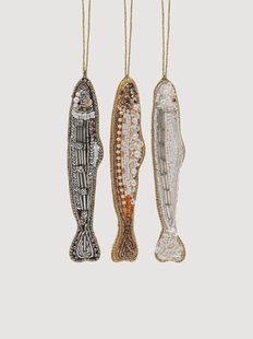 Handgemaakte kerstornamenten Sardine, 3-delig