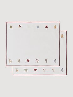 Geborduurde kerst placemats Eloa, 2-delig