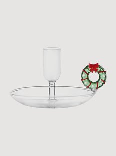 Handgemaakte kandelaar Christmas Tales met decoratieve krans
