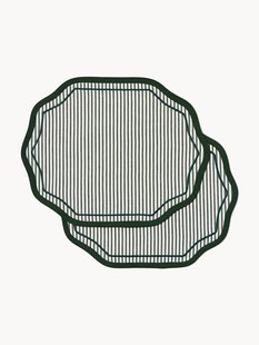 Gestreepte kerstplacemats Amela met gegolfde randen, 2-delig