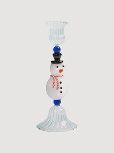 Handgemaakte borosilicaat glazen kandelaar Merry Snowman