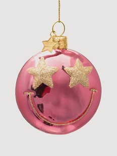 Mondgeblazen kerstornament Smile Star Eyes