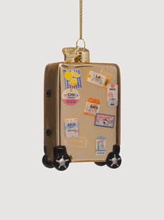 Mondgeblazen kerstornament Gold Suitcase