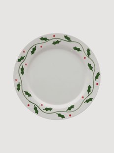 Handbeschilderd kerst dinerbord Holly