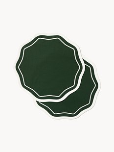 Ronde kerstplacemats Amela met gegolfde randen, 2-delig