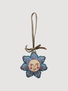 Handgemaakte kerstornamenten Blue Flower, 2-delig