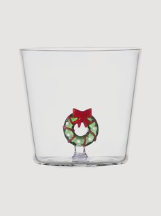 Handgemaakte tumbler Christmas Tales met kerstkransfiguur