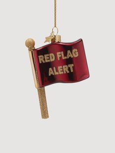 Mondgeblazen kerstornament Red Flag