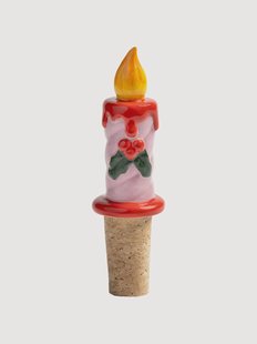 Handbeschilderde flesstopper Candle van dolomiet