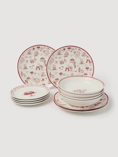 Design kerstserviesset Clarette van Agathe Marty, 4 personen, 12-delig