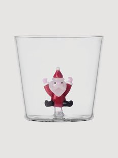 Handgemaakte tumbler Christmas Tales met springende kerstman van borosilicaatglas