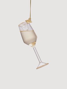 Mondgeblazen kerstornament Champagneglas