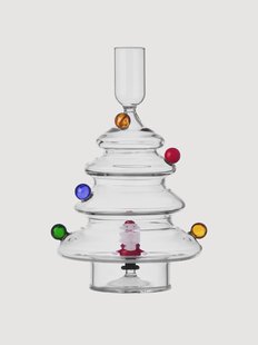 Handgemaakte kandelaar Christmas Tales met kerstman &amp; gekleurde ballen