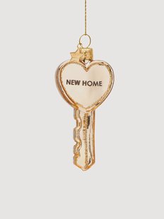Mondgeblazen kerstornament Key New Home