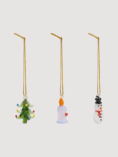 Handgemaakte kerstornamenten Merry van borosilicaatglas, 3-delig