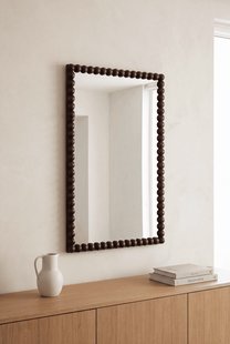 Rechthoekige spiegel - beads hout 90x60 cm - walnut