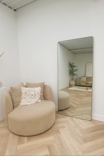 Rechthoekige spiegel met afgeronde hoek 180x80cm - Greige