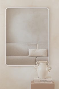 Rechthoekige spiegel met afgeronde hoek 90x60cm - Mat Wit