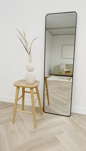 Rechthoekige spiegel met afgeronde hoek 170x50cm - Zwart