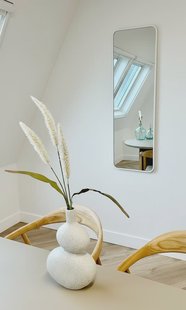 Rechthoekige spiegel met afgeronde hoek 125x40cm - Mat Wit