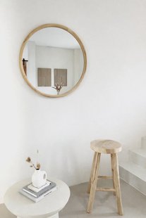 Ronde spiegel hout 80 cm - naturel