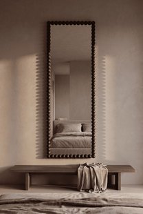 Rechthoekige spiegel - beads hout 170x50 cm - walnut