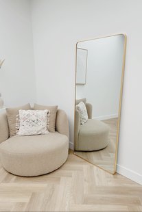 Rechthoekige spiegel met afgeronde hoek 180x80cm - Zacht Goud