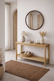 Ronde spiegel hout 80 cm - walnut