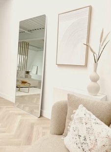 Rechthoekige spiegel met afgeronde hoek 210x90cm - Mat Wit