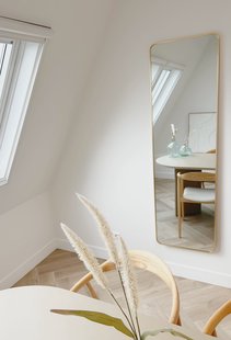Rechthoekige spiegel met afgeronde hoek 170x50cm - Zacht Goud