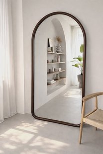 Boogspiegel hout 190x90 cm - walnut