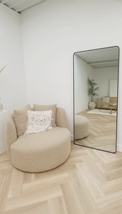 Rechthoekige spiegel met afgeronde hoek 180x80cm - Zwart
