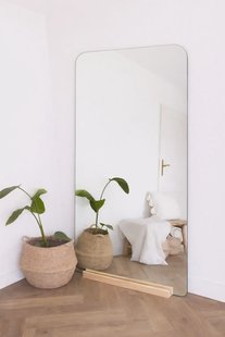 Rechthoekige spiegel met afgeronde hoek frameless 215x110cm