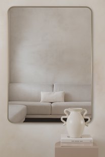 Rechthoekige spiegel met afgeronde hoek 90x60cm - Greige