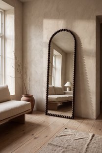 Boogspiegel - beads hout 180x60 cm - walnut