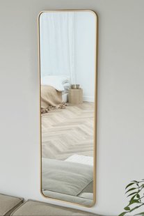 Rechthoekige spiegel met afgeronde hoek 125x40cm - Zacht Goud