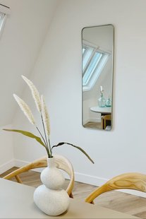 Rechthoekige spiegel met afgeronde hoek 125x40cm - Greige