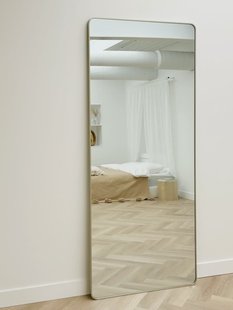 Rechthoekige spiegel met afgeronde hoek 210x90cm - Greige
