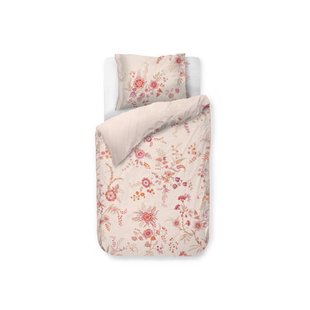 Pip Studio percale katoenen gebloemd 1-persoons dekbedovertrek 140x220 cm - lichtroze