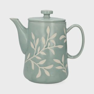 Theepot, steengoed, blauw, takjes, 1 liter