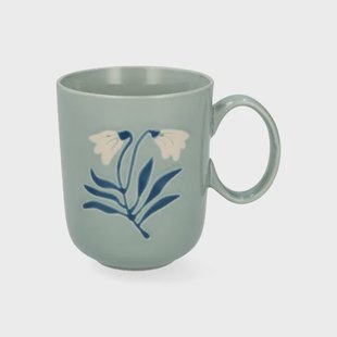 Theemok, steengoed, blauw,  klokjesbloem, 380 ml