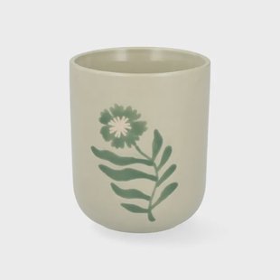 Beker, steengoed, groen, cosmosbloem, 280 ml