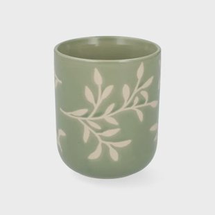 Beker, steengoed, donkergroen, takjes, 280 ml