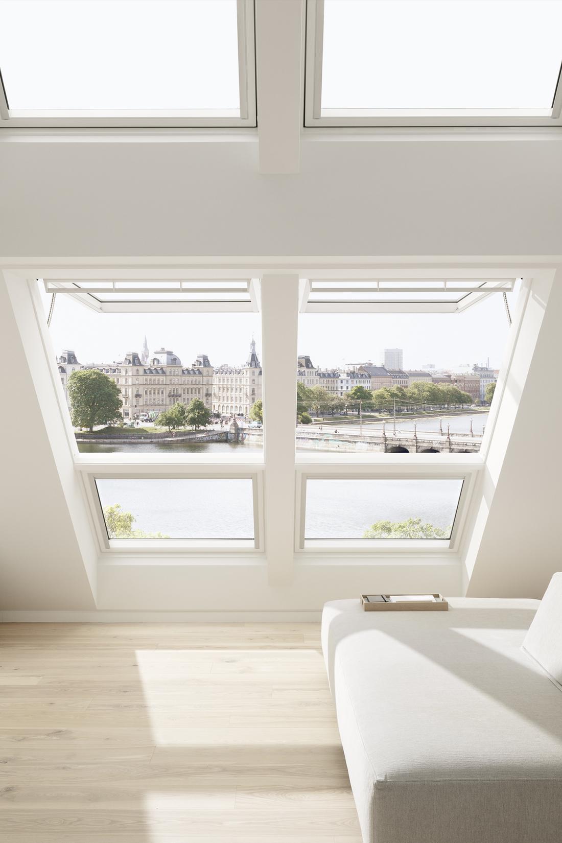 Fantastisch, panoramisch uitzicht met kiepramen voor schuine daken.