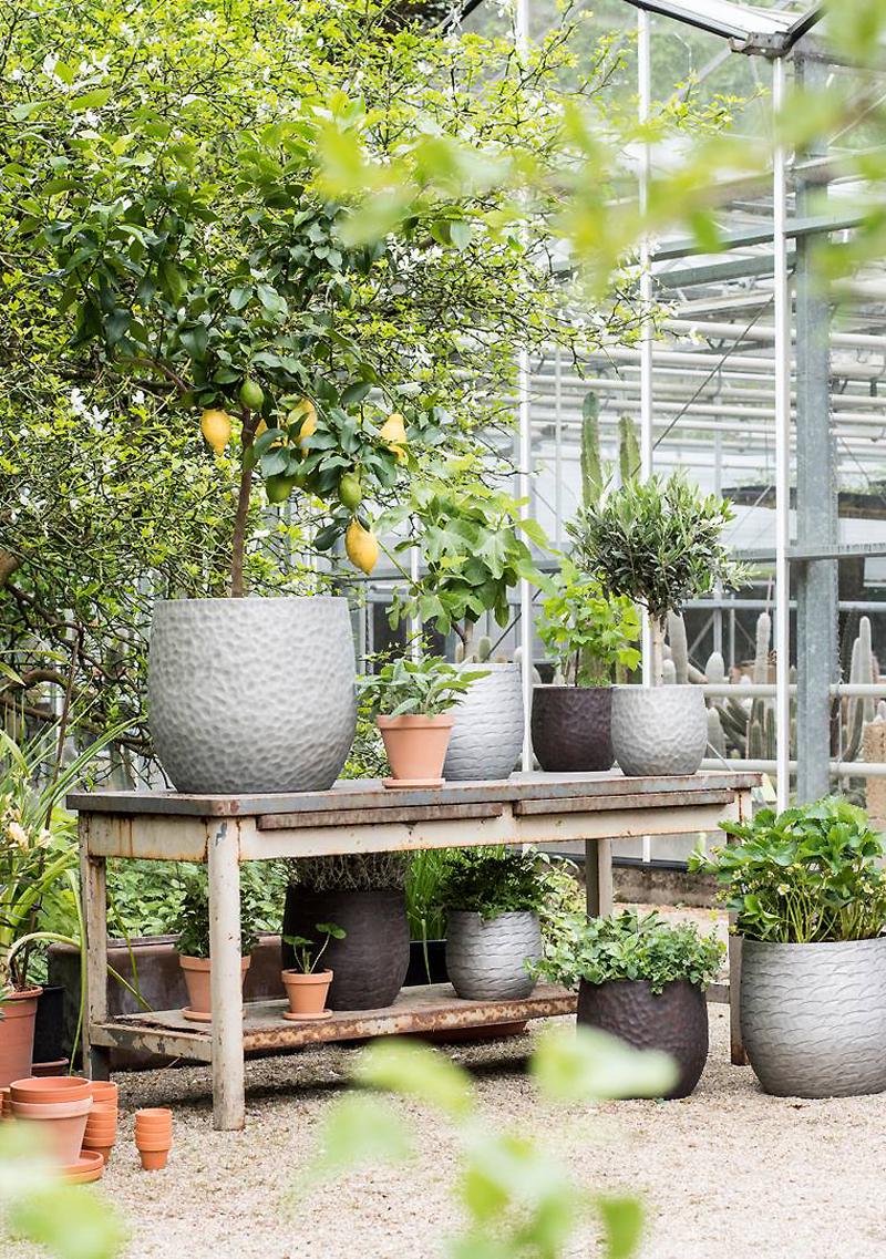 Decoreer een oude werktafel met potten en planten en creëer een mooi hoekje in de tuin.