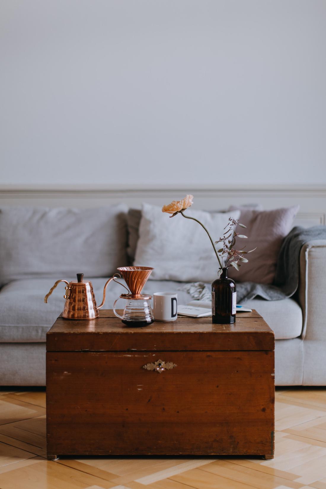 Koffieaccessoires van koper voor de beste slowbrew koffie en mooiste setting in huis.